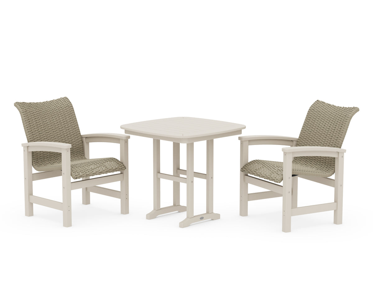 POLYWOOD Coastal Woven 3-Piece Dining Set in Sand / Dune Grass