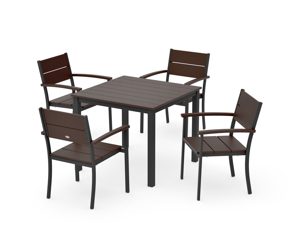 POLYWOOD Main Street 5-Piece Dining Set with Main Street 36" x 36" Dining Table in Black / Mahogany