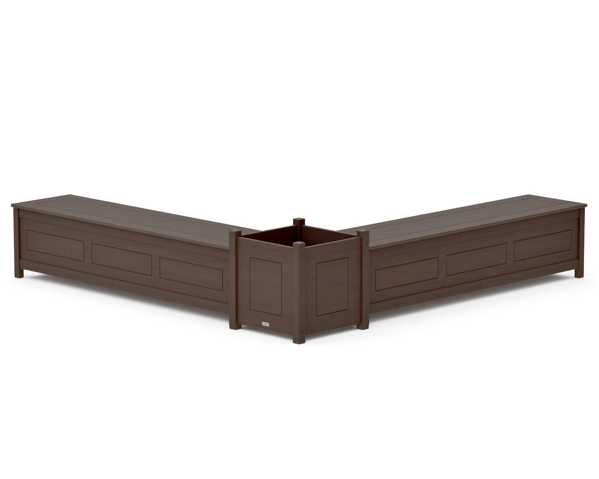 POLYWOOD 72" Country Living L-Shaped Planter Storage Bench Set - Large in Kona