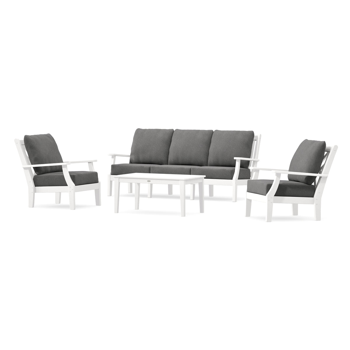 POLYWOOD Country Living Wovendale 4-Piece Deep Seating Set with Sofa in White