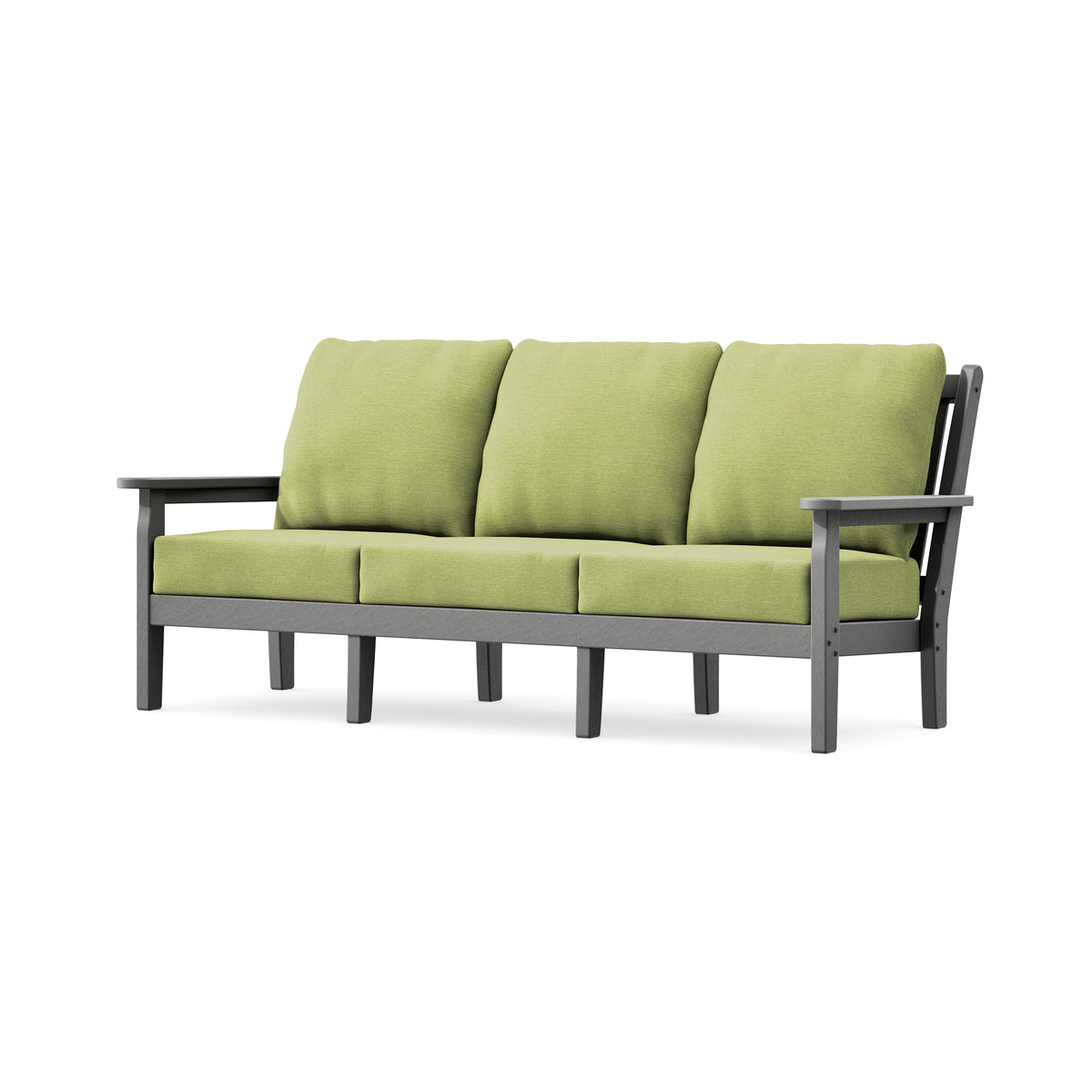POLYWOOD Chippendale Deep Seating Sofa in Slate Grey / Chartreuse Boucle