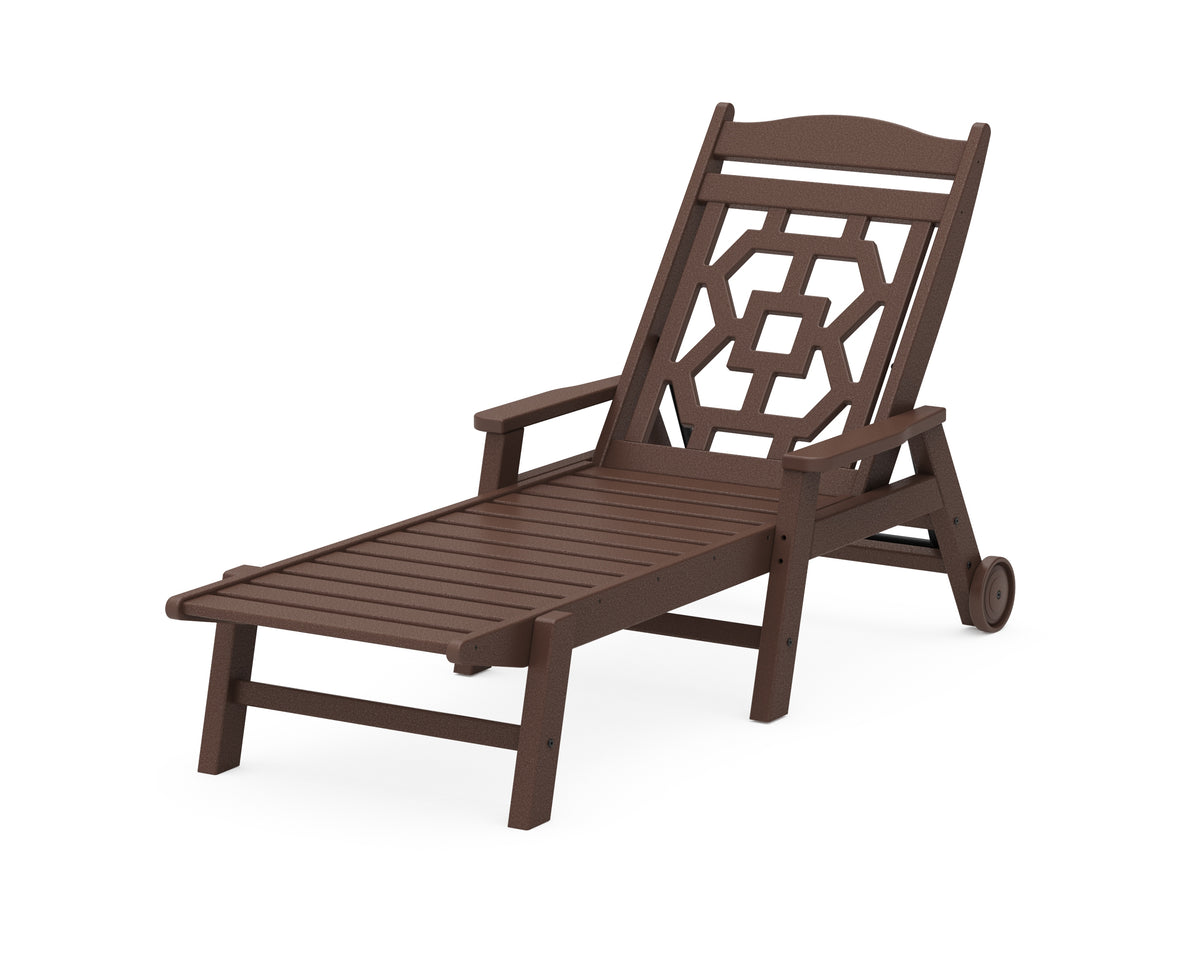 POLYWOOD Chinoiserie Chaise Lounge in Mahogany