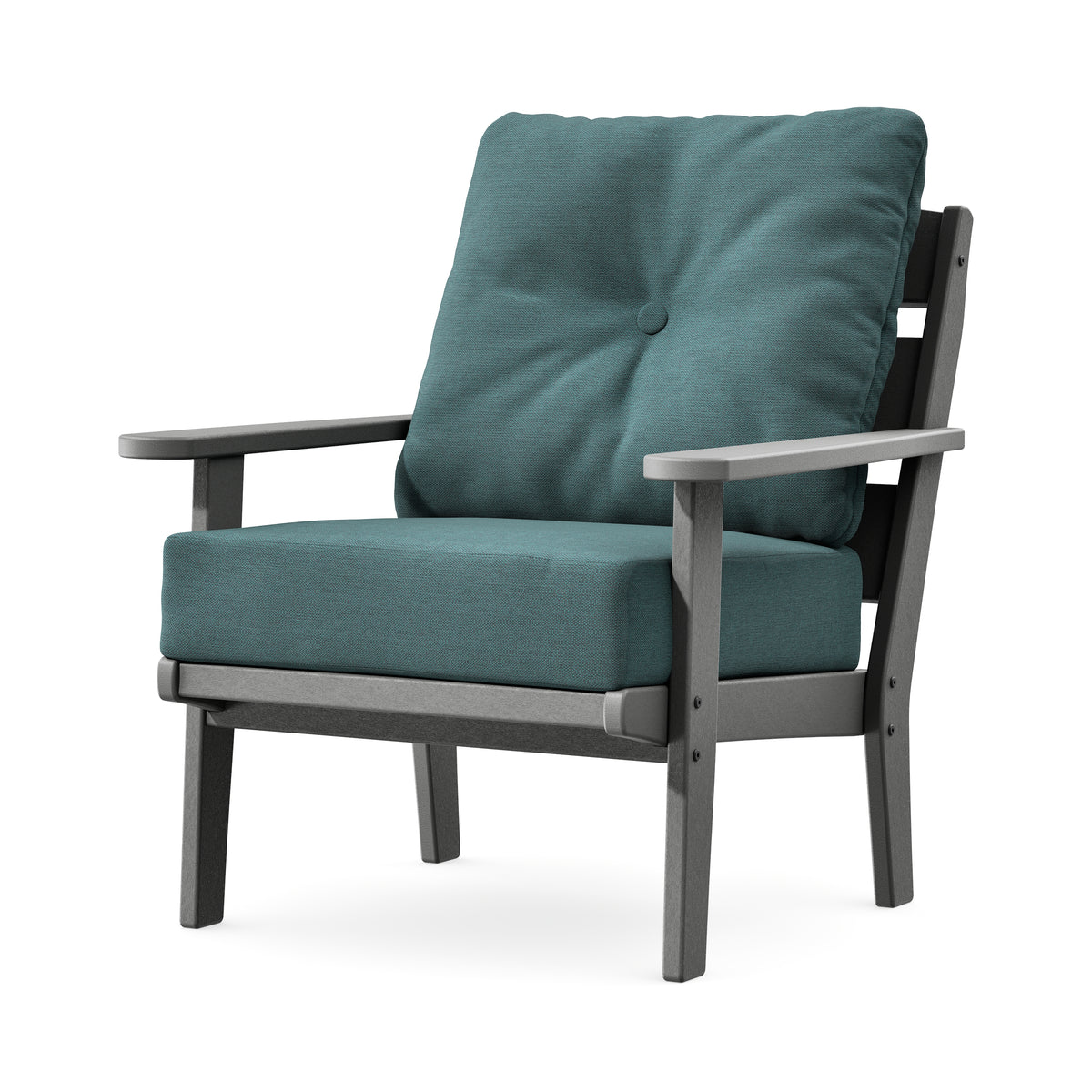 POLYWOOD Lakeside Deep Seating Chair in Slate Grey / Ocean Teal