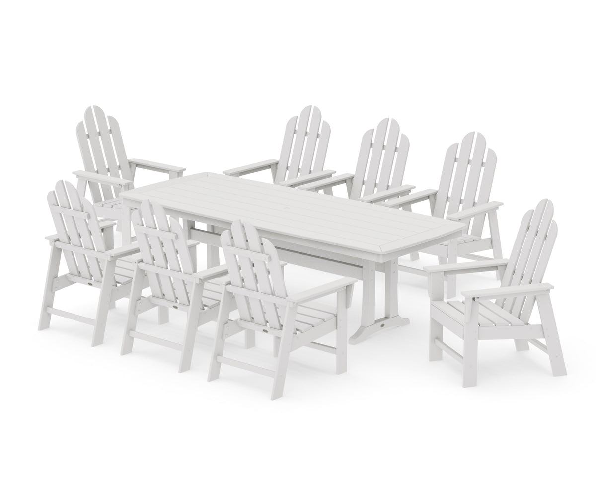 POLYWOOD Long Island 9-Piece Dining Set with Trestle Legs in Vintage White