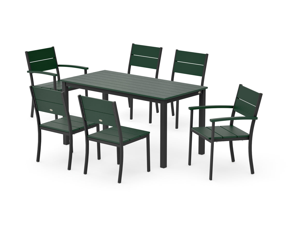 POLYWOOD Main Street 7-Piece Dining Set with Main Street 30 x 60 Dining Table in Black / Green