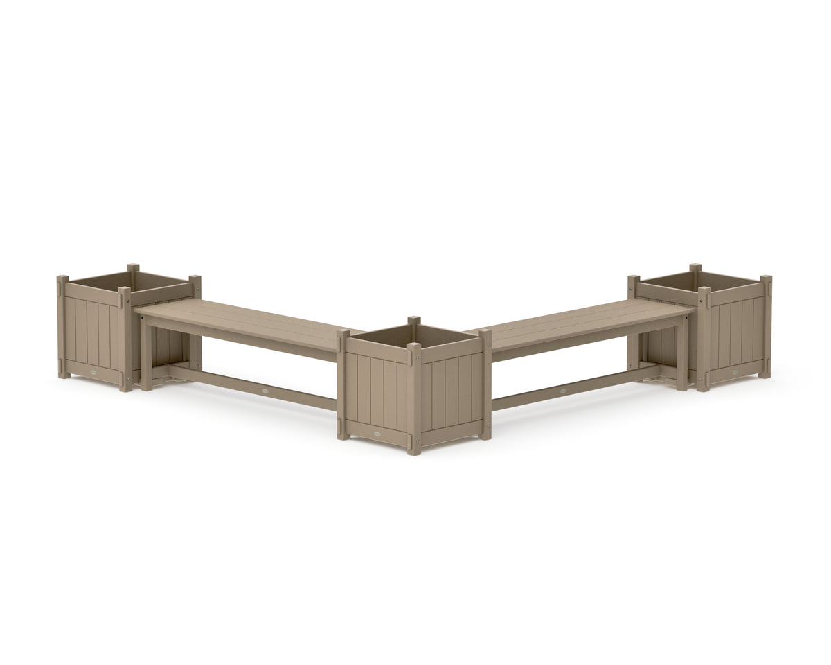 POLYWOOD 60" Vineyard L-Shaped Planter Bench Corner Set - Large in Vintage Sahara