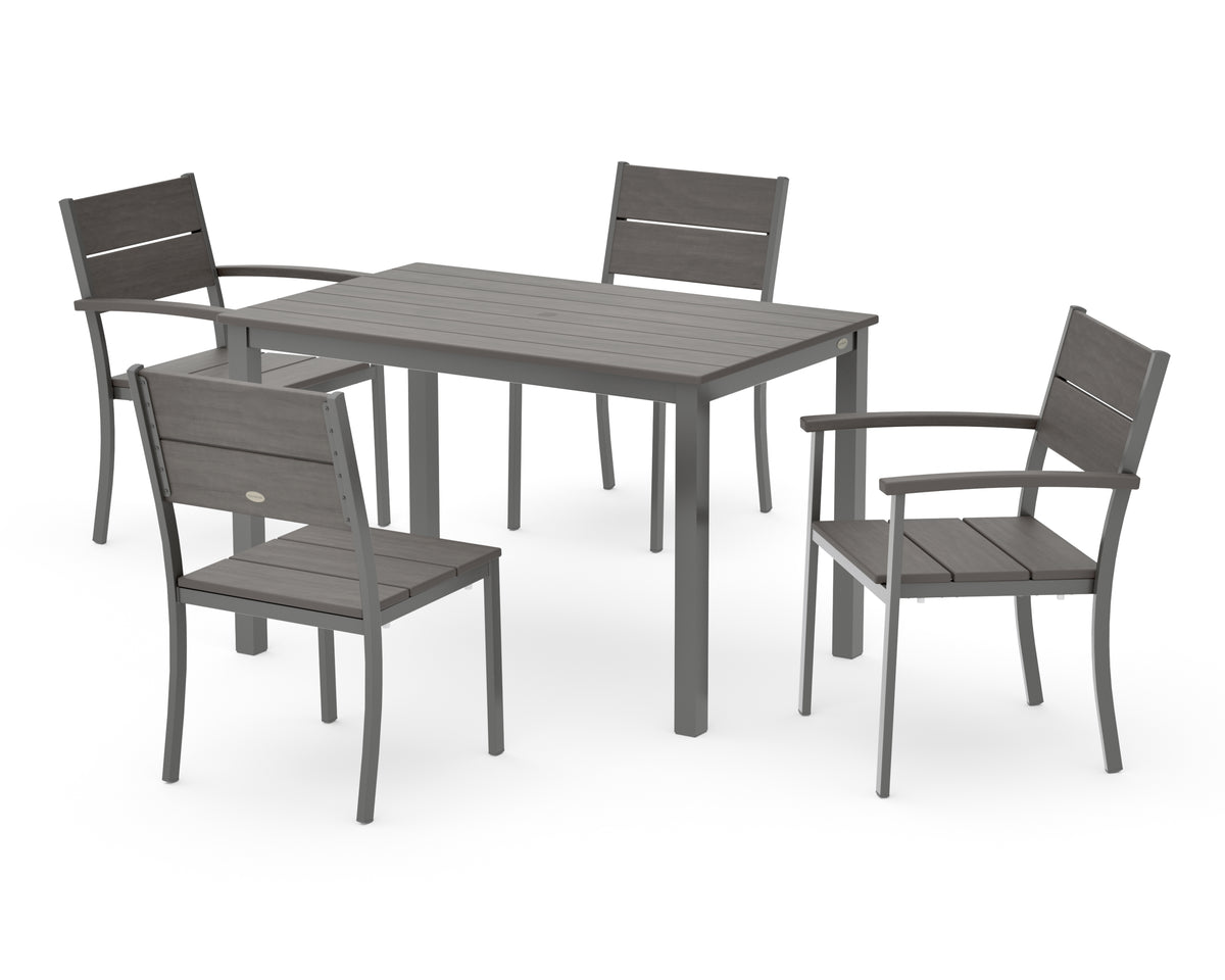 POLYWOOD Main Street 5-Piece Dining Set with Main Street 30 x 48 Dining Table in Charcoal / Driftwood