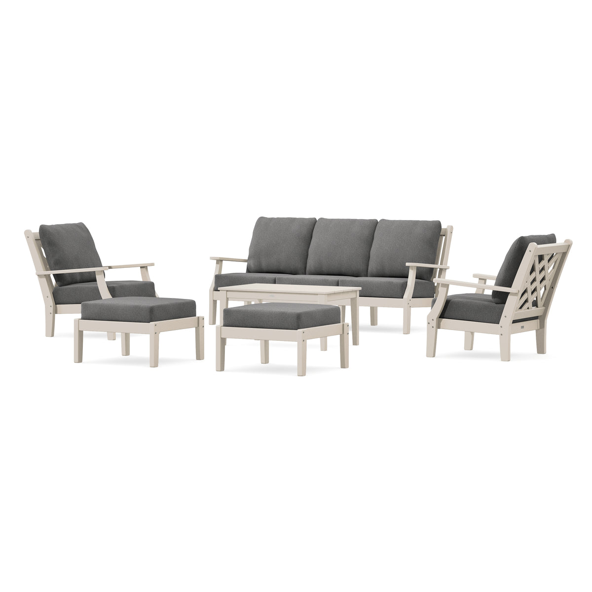 POLYWOOD Country Living Wovendale 6-Piece Lounge Sofa Set in Sand