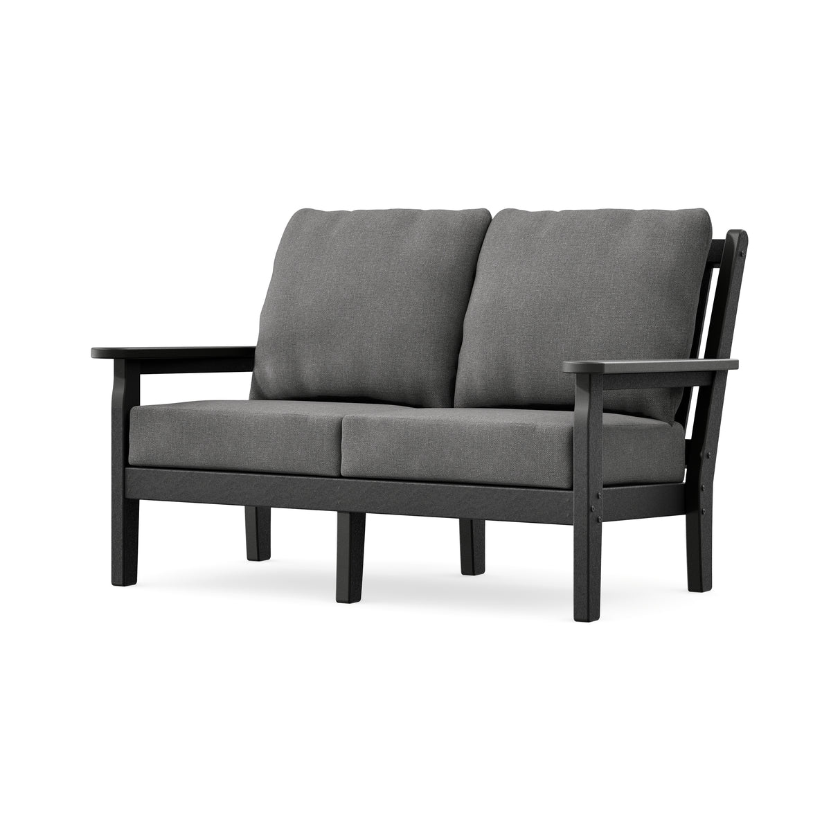 POLYWOOD Chippendale Deep Seating Loveseat in Black / Ash Charcoal