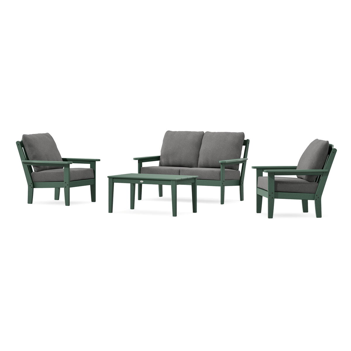 POLYWOOD Country Living Cottage 4-Piece Deep Seating Set with Loveseat in Green