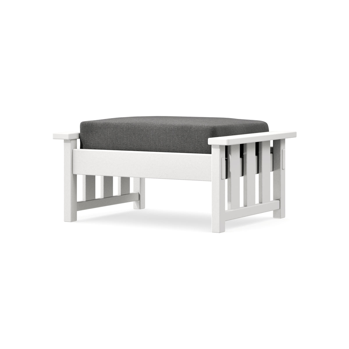 POLYWOOD Acadia Deep Seating Ottoman in White / Ash Charcoal