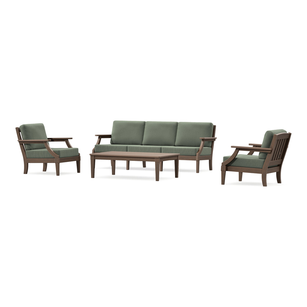 POLYWOOD PW Designer Series Estate 4-Piece Lounge Sofa Set in Kona / Cast Sage