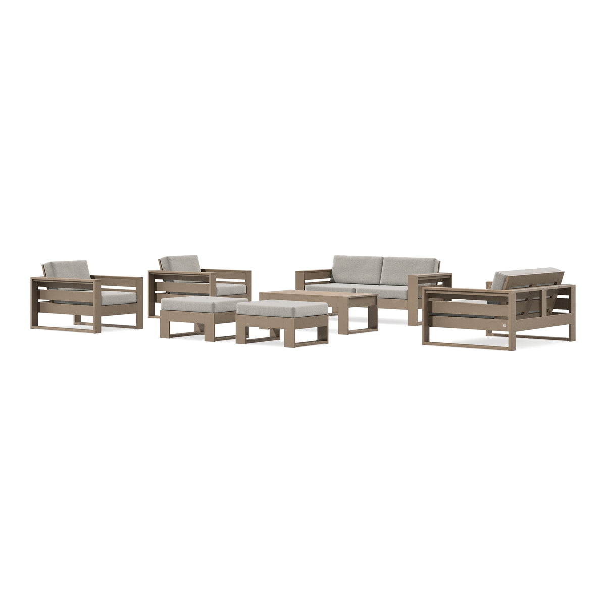 POLYWOOD PW Designer Series Latitude 7-Piece Lounge Loveseat Set in Vintage Sahara / Weathered Tweed