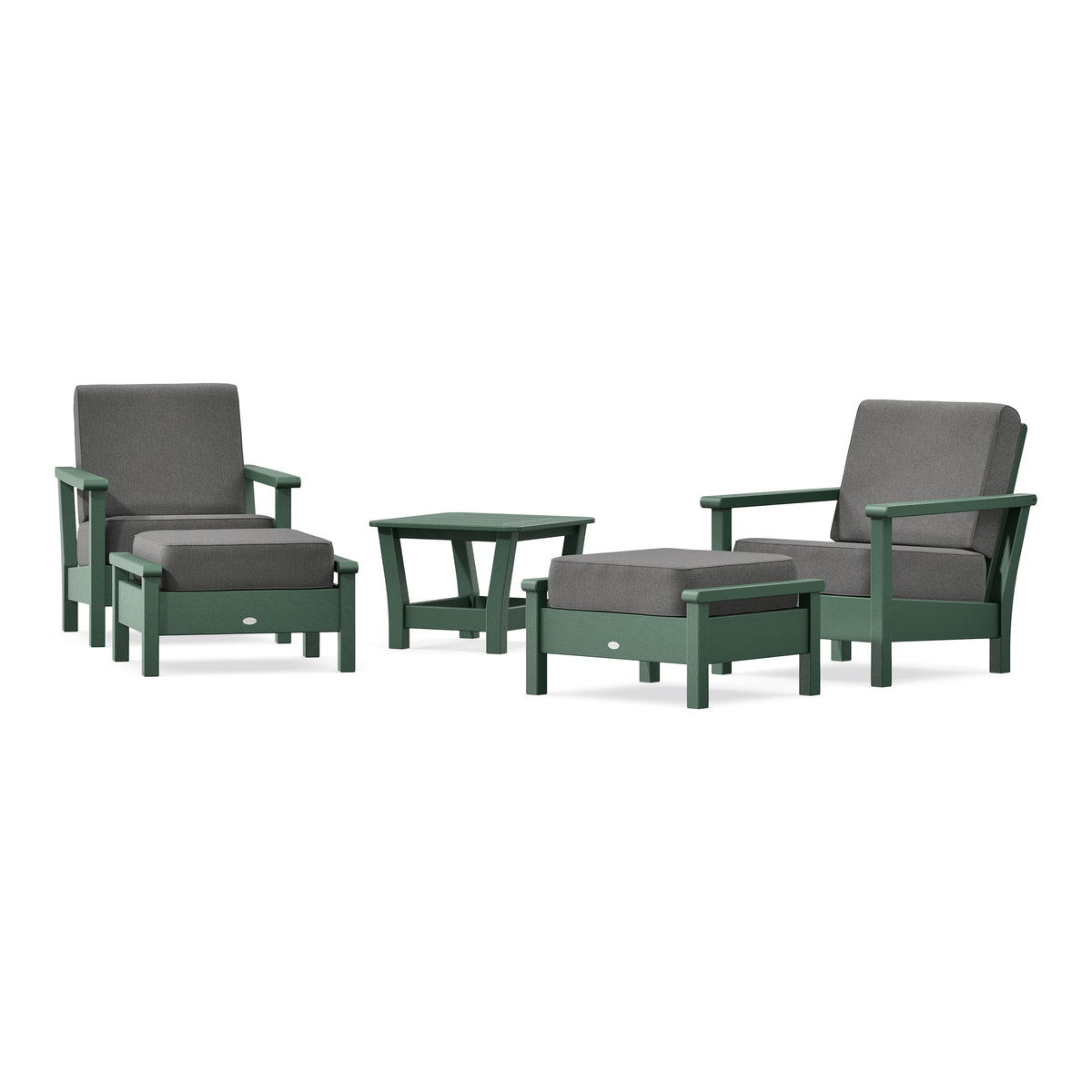 POLYWOOD Harbour 5-Piece Deep Seating Chair Set in Green
