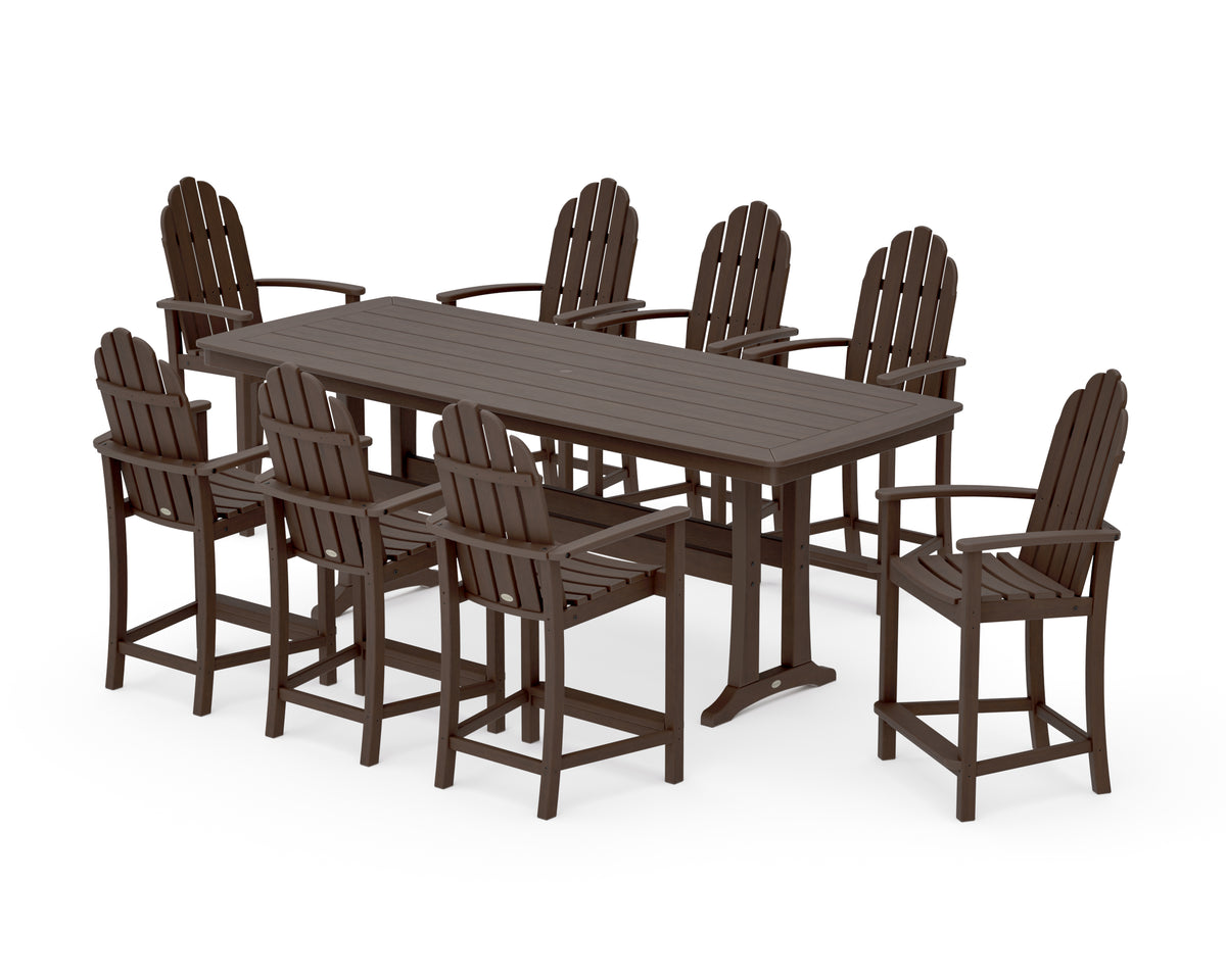 POLYWOOD Classic Adirondack 9-Piece Counter Set with Trestle Legs in Kona