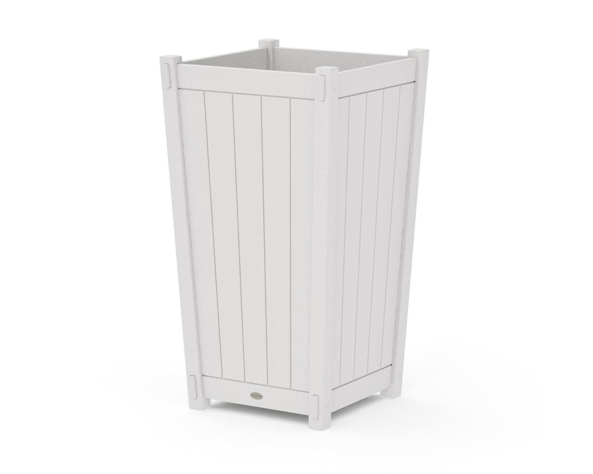 POLYWOOD Vineyard Large Tapered Square Tall Planter Box in Vintage White