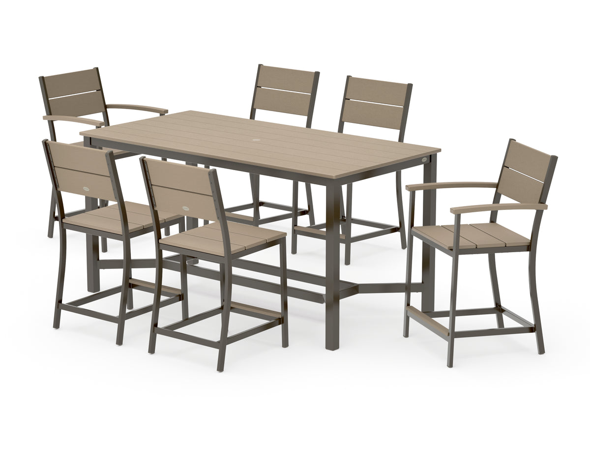 POLYWOOD Main Street 7-Piece Counter Set in Bronze / Vintage Sahara