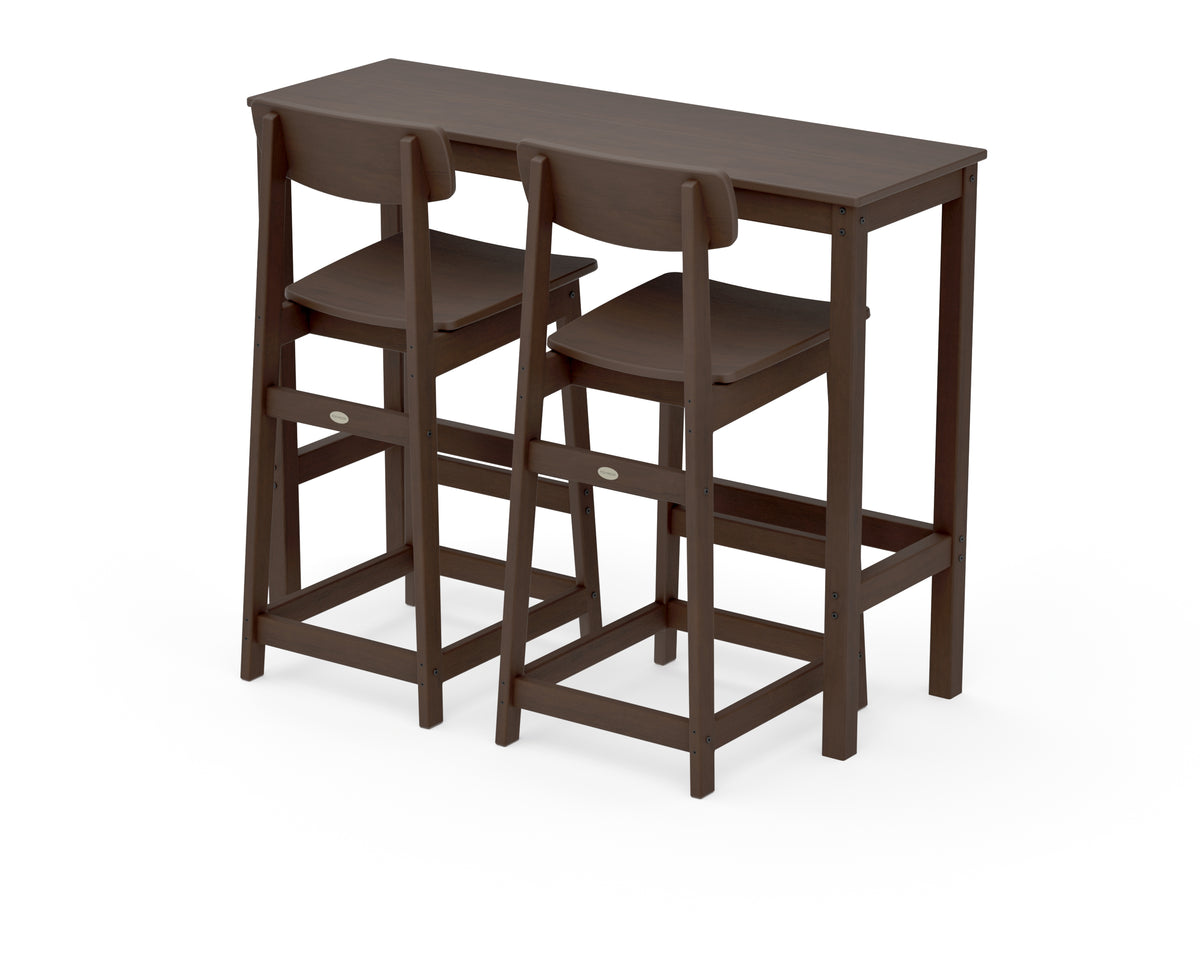 POLYWOOD Modern Studio Urban Bar Chair 3-Piece Balcony Set in Kona