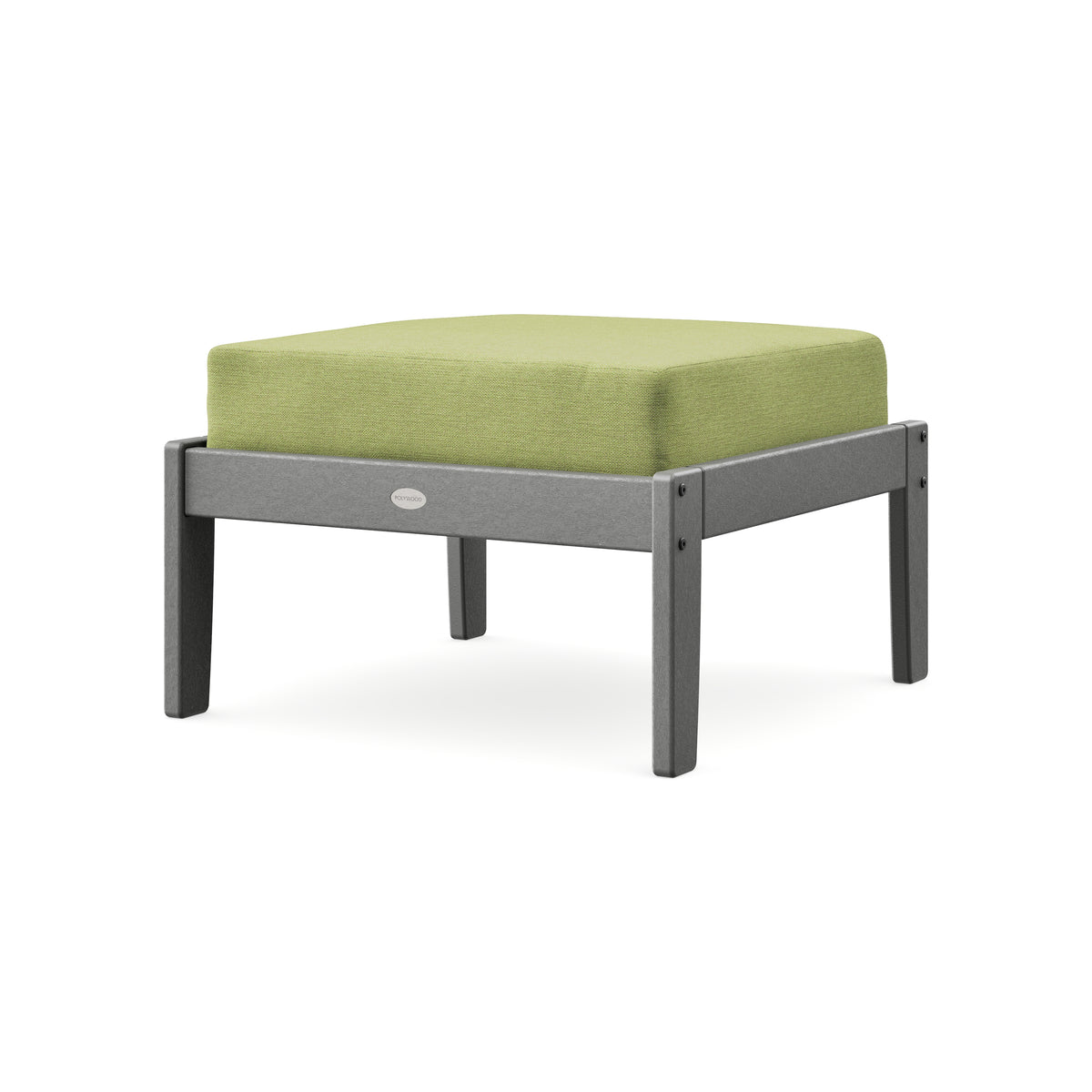 POLYWOOD Braxton Deep Seating Ottoman in Slate Grey / Chartreuse Boucle