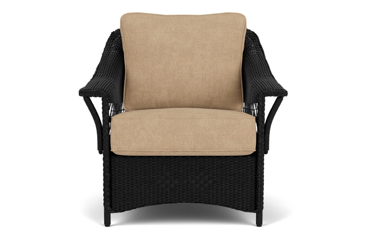 Lloyd Flanders Nantucket Lounge Chair in Ebony with Hayden Sand fabric