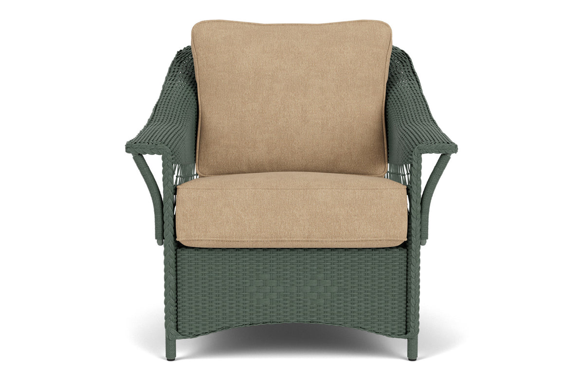 Lloyd Flanders Nantucket Lounge Chair in Spruce with Hayden Sand fabric