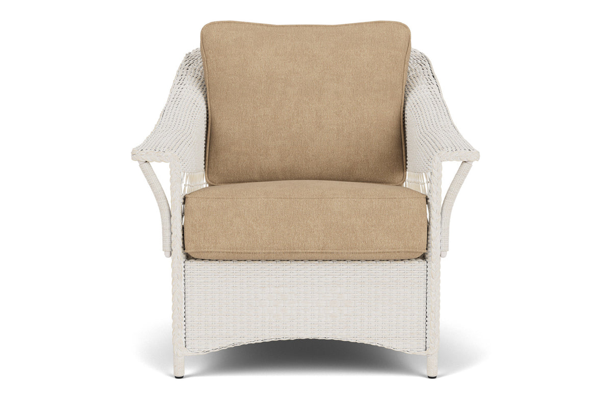Lloyd Flanders Nantucket Lounge Chair in Antique White with Hayden Sand fabric