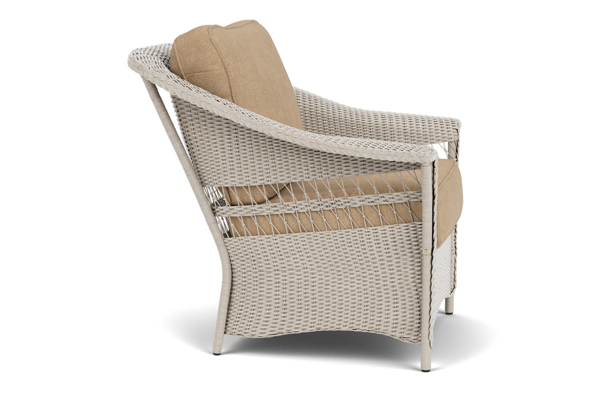 Lloyd Flanders Nantucket Lounge Chair in Linen with Hayden Sand fabric, view 4