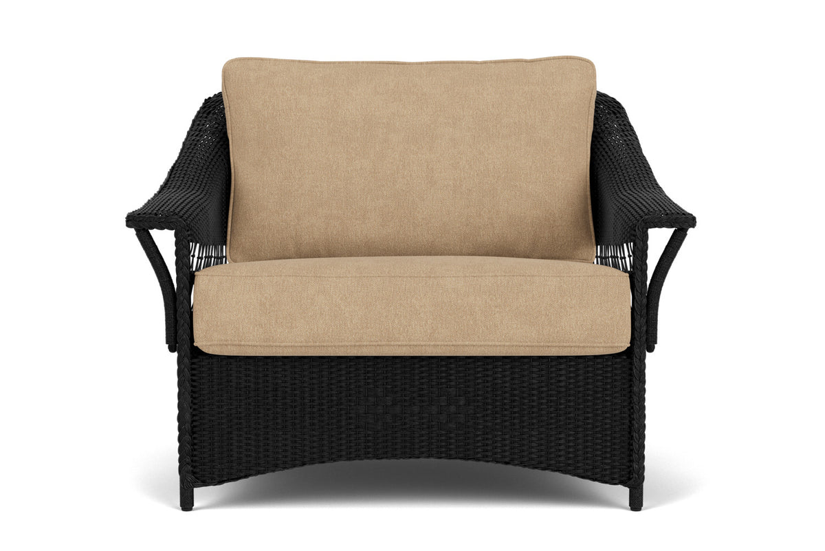 Lloyd Flanders Nantucket Chair and a Half in Ebony with Hayden Sand fabric