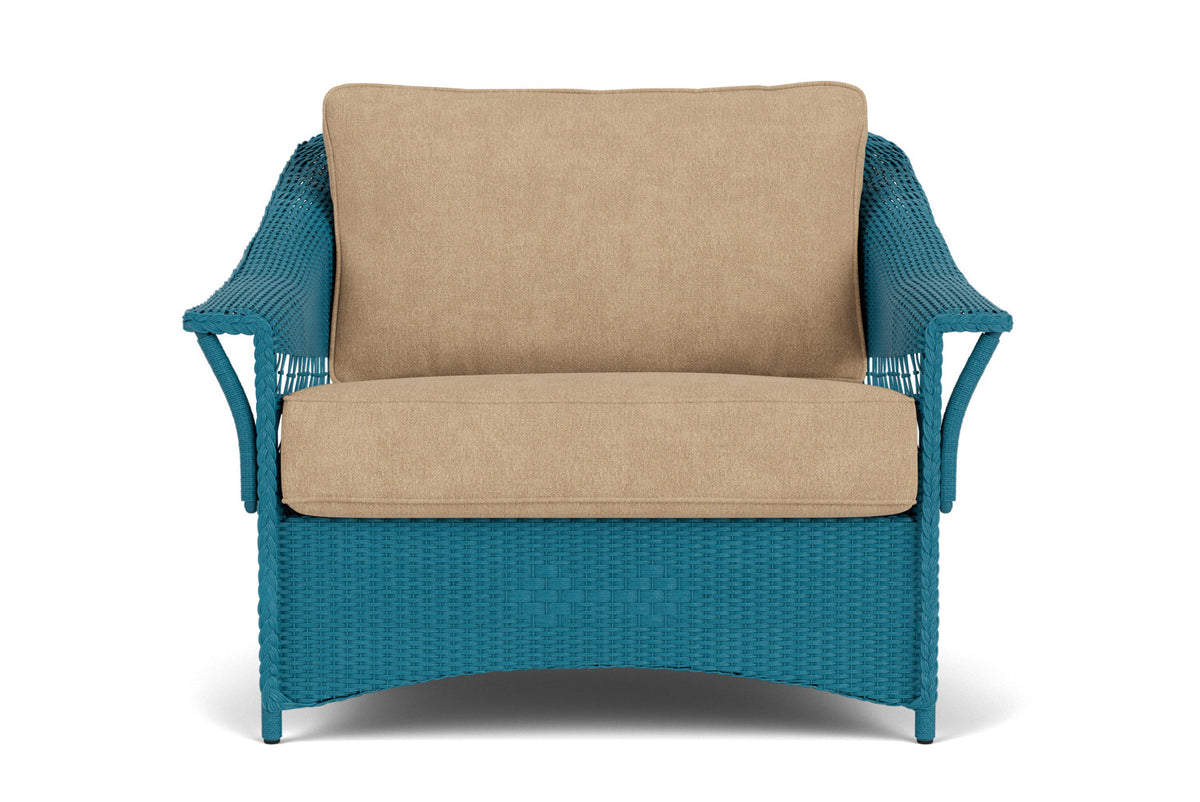 Lloyd Flanders Nantucket Chair and a Half in Peacock with Hayden Sand fabric