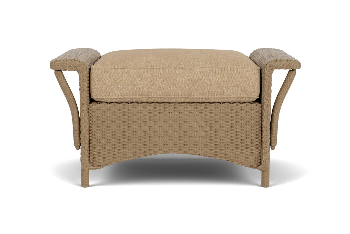 Lloyd Flanders Nantucket Ottoman in Fawn with Hayden Sand fabric