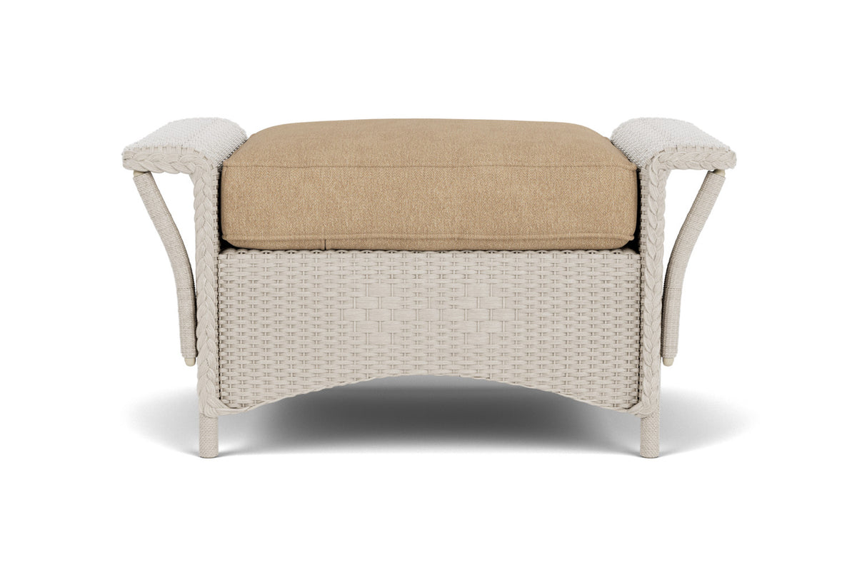 Lloyd Flanders Nantucket Ottoman in Linen with Hayden Sand fabric