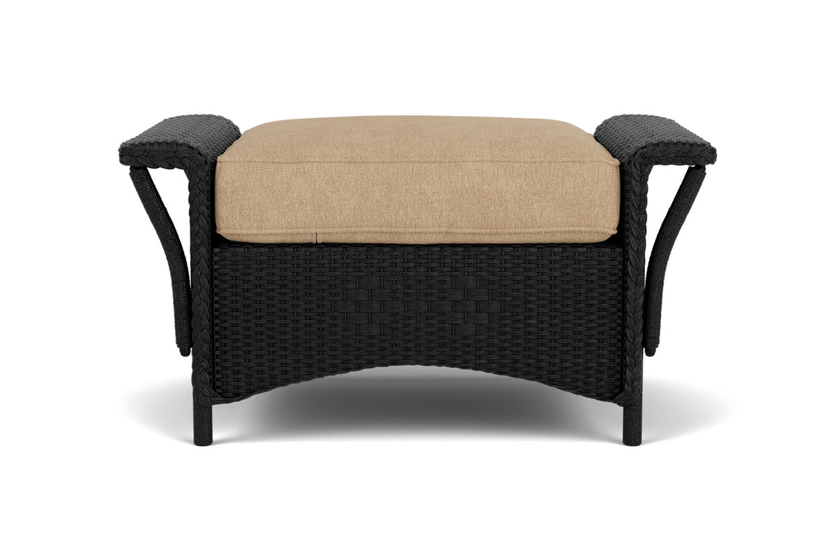 Lloyd Flanders Nantucket Ottoman in Ebony with Hayden Sand fabric