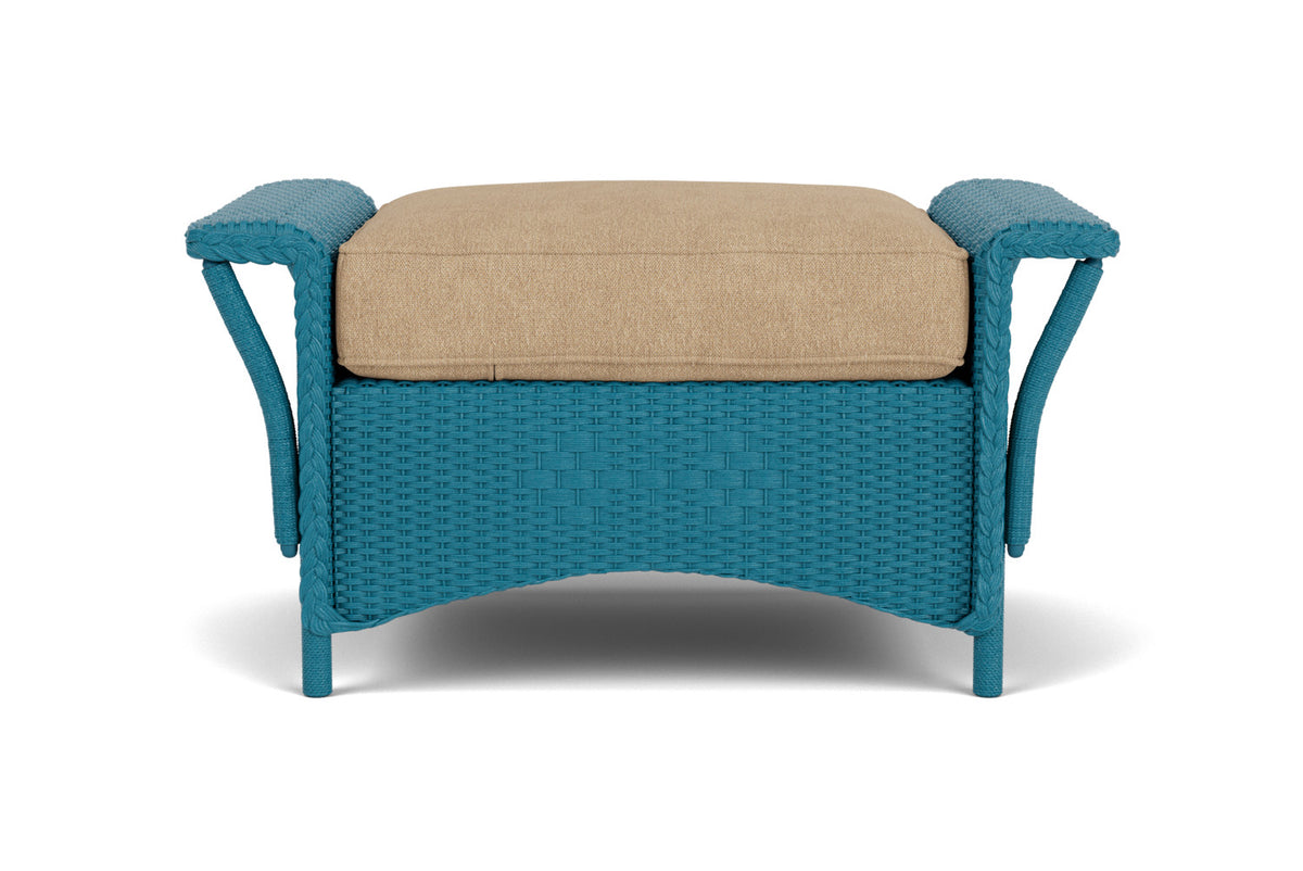 Lloyd Flanders Nantucket Ottoman in Peacock with Hayden Sand fabric