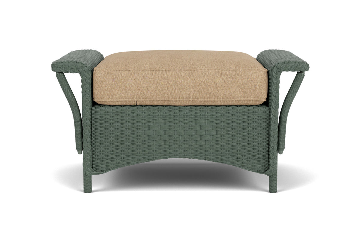Lloyd Flanders Nantucket Ottoman in Spruce with Hayden Sand fabric