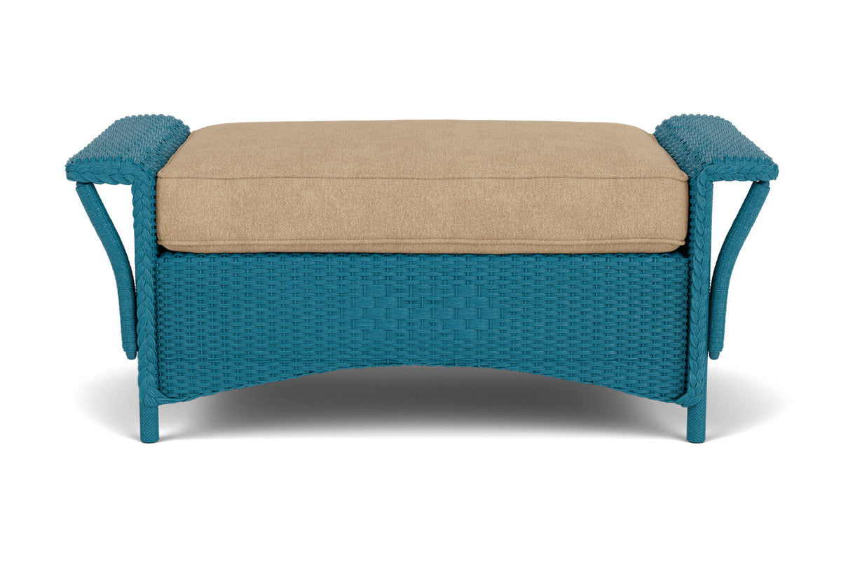 Lloyd Flanders Nantucket Large Ottoman in Peacock with Hayden Sand fabric