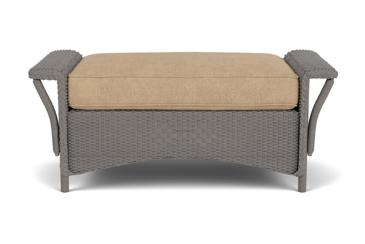 Lloyd Flanders Nantucket Large Ottoman in Pewter with Hayden Sand fabric