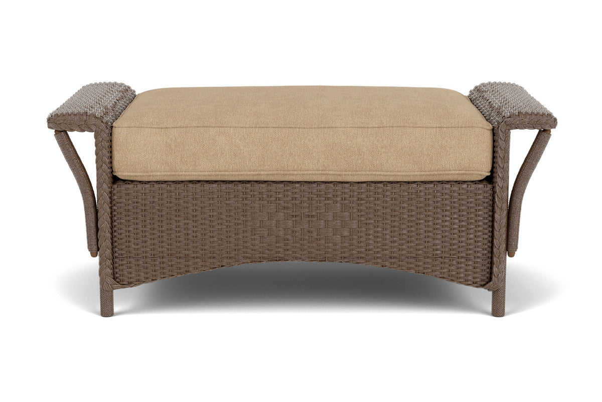 Lloyd Flanders Nantucket Large Ottoman in Bark with Hayden Sand fabric