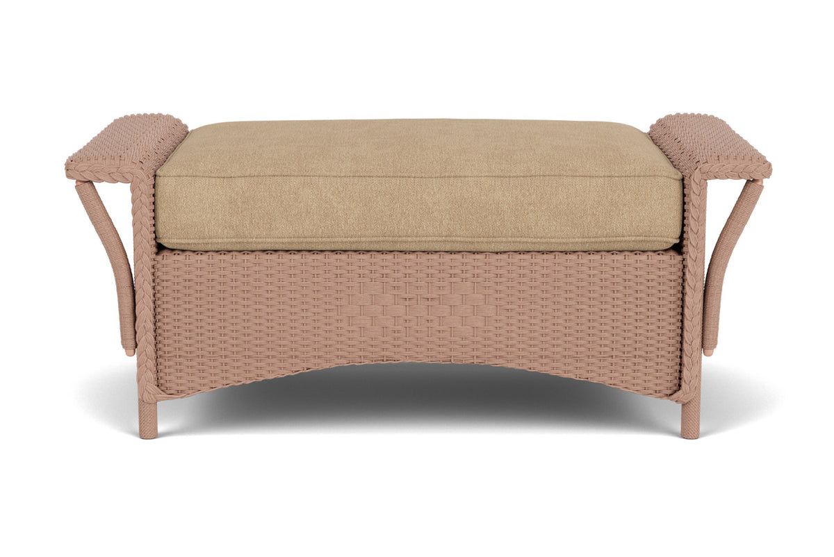 Lloyd Flanders Nantucket Large Ottoman in Rosewood with Hayden Sand fabric