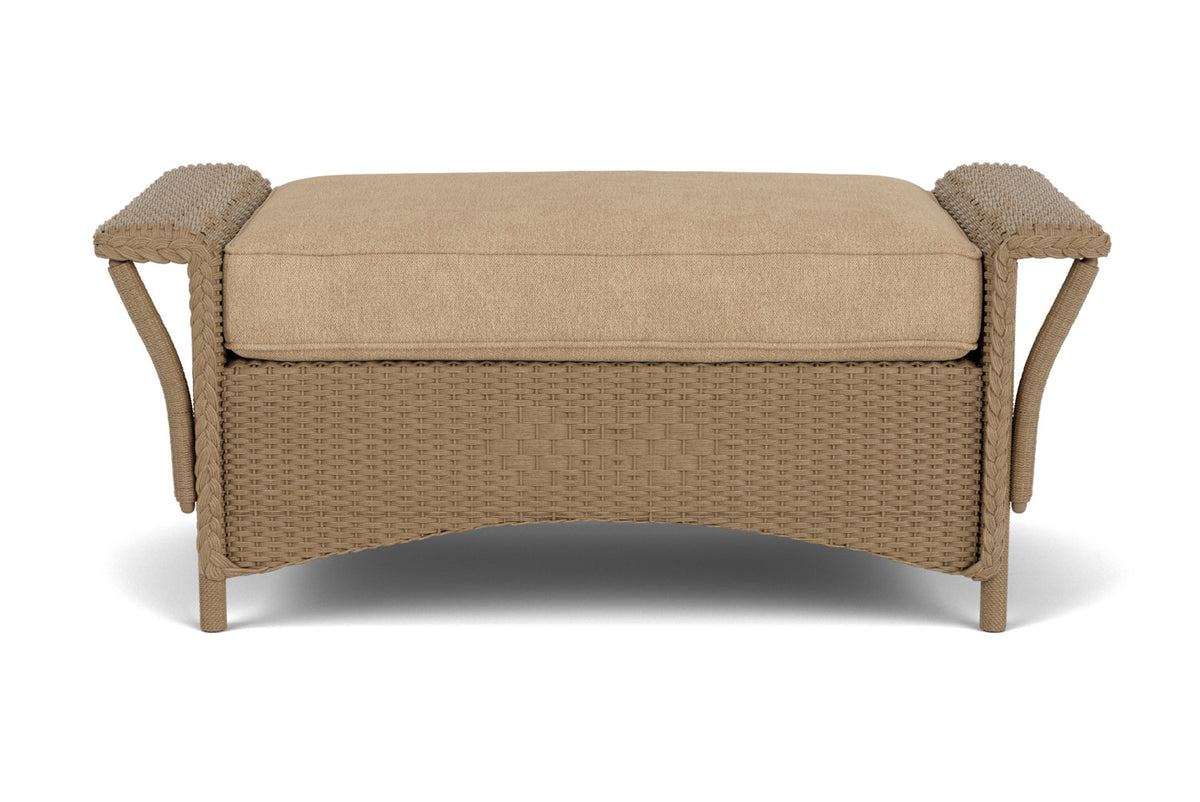 Lloyd Flanders Nantucket Large Ottoman in Fawn with Hayden Sand fabric