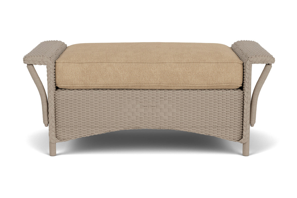 Lloyd Flanders Nantucket Large Ottoman in French Beige with Hayden Sand fabric