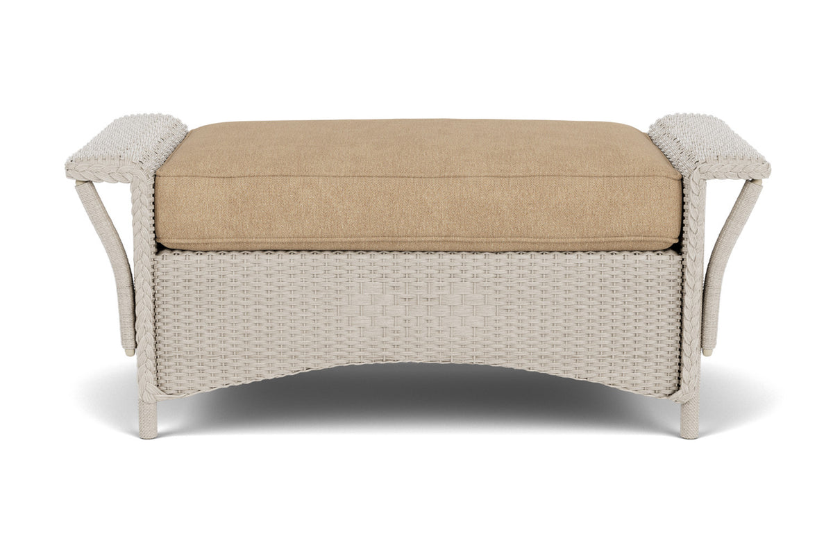Lloyd Flanders Nantucket Large Ottoman in Linen with Hayden Sand fabric