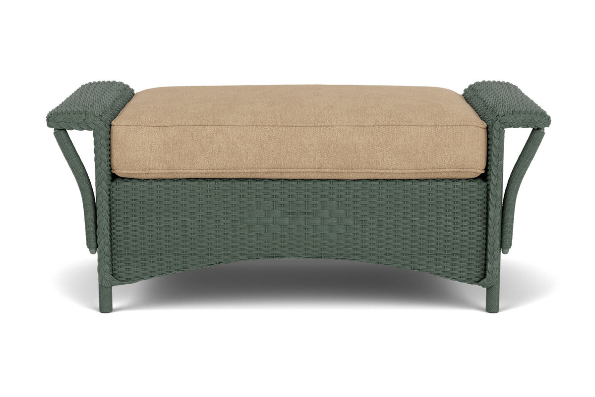 Lloyd Flanders Nantucket Large Ottoman in Spruce with Hayden Sand fabric