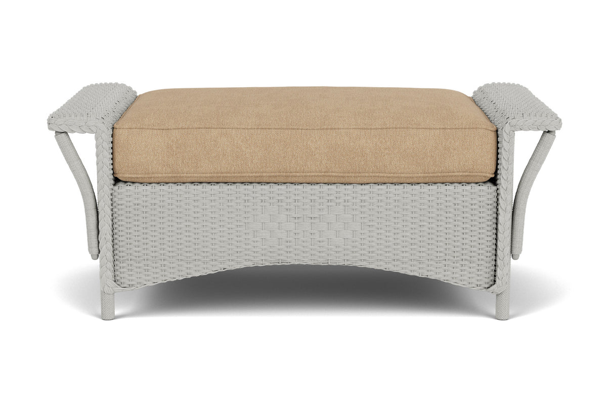 Lloyd Flanders Nantucket Large Ottoman in Platinum with Hayden Sand fabric