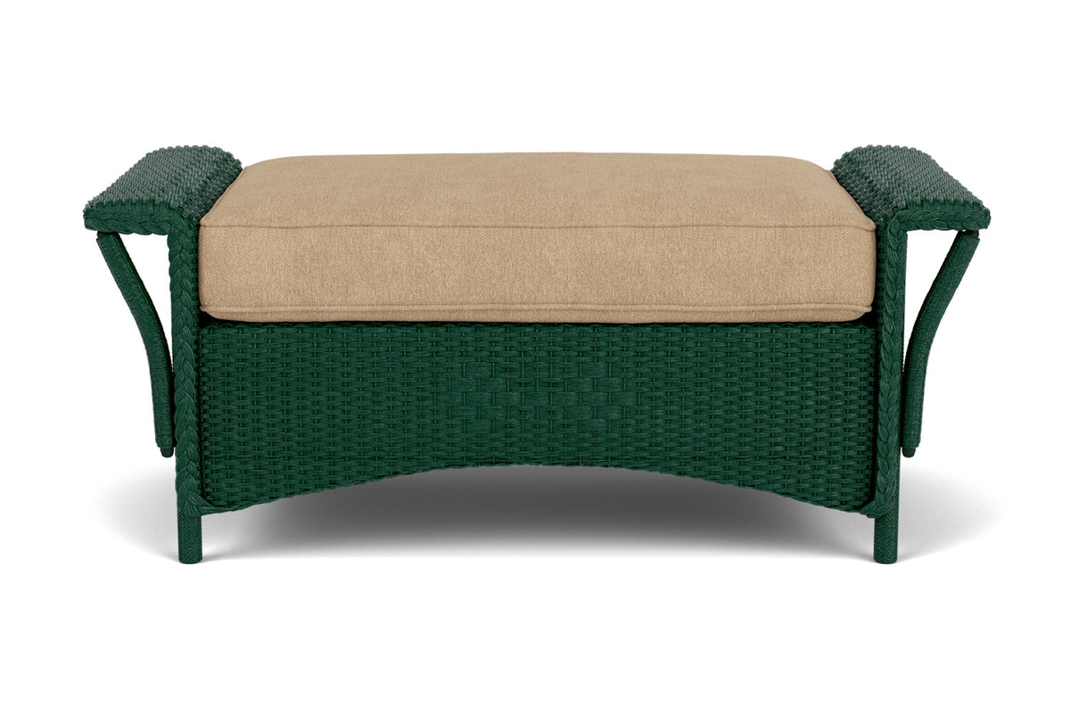 Lloyd Flanders Nantucket Large Ottoman in Woodland with Hayden Sand fabric