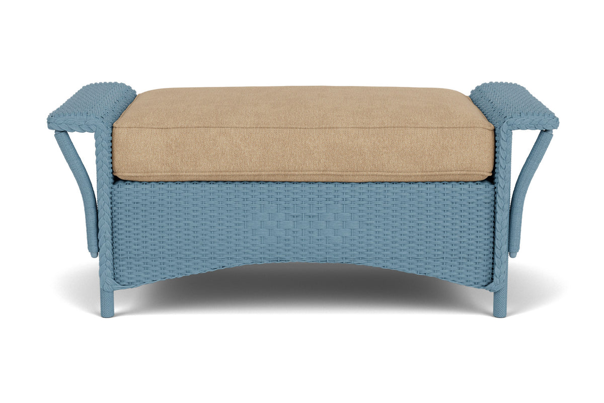 Lloyd Flanders Nantucket Large Ottoman in Stillwater with Hayden Sand fabric