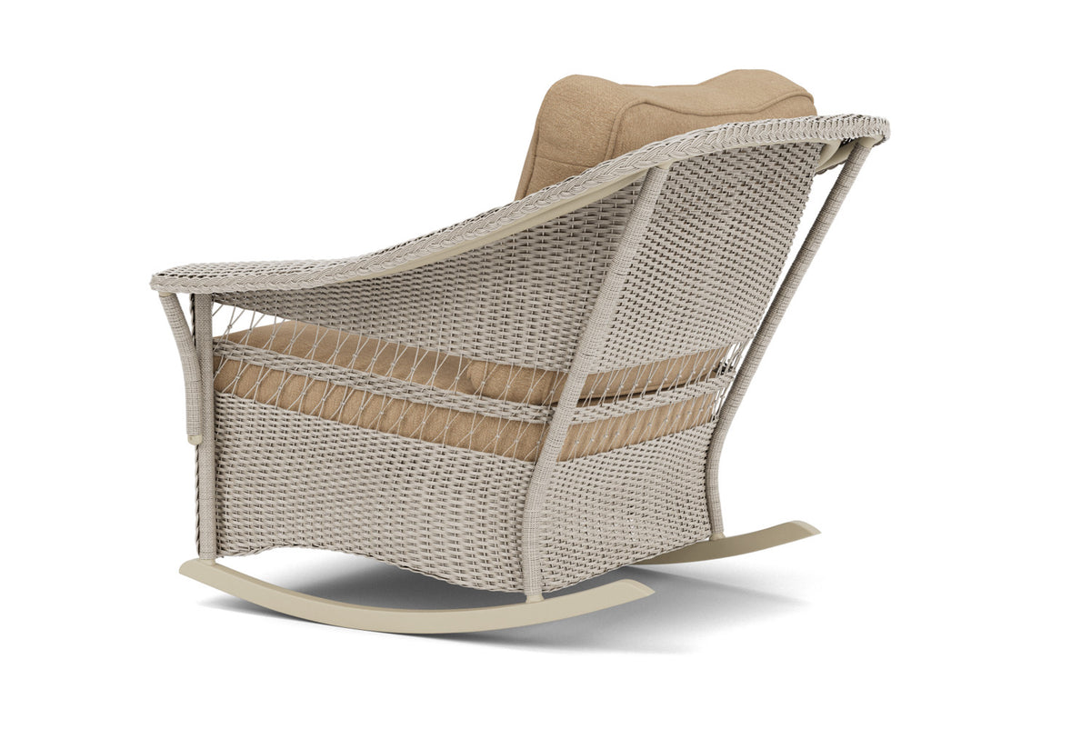 Lloyd Flanders Nantucket Lounge Rocker in Linen with Hayden Sand fabric, view 8