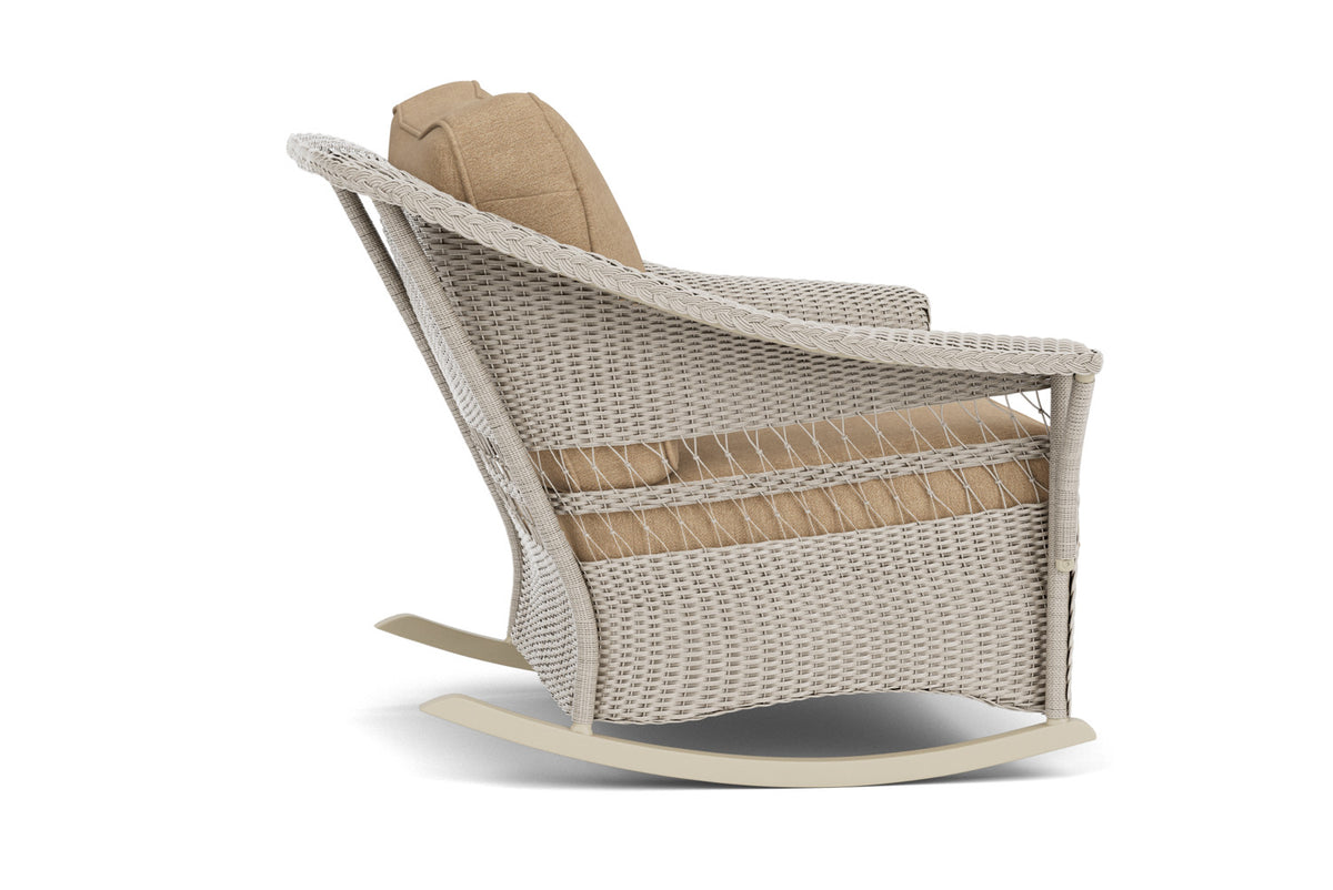 Lloyd Flanders Nantucket Lounge Rocker in Linen with Hayden Sand fabric, view 5