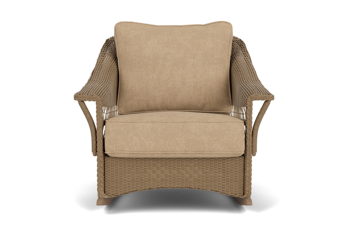Lloyd Flanders Nantucket Lounge Rocker in Fawn with Hayden Sand fabric