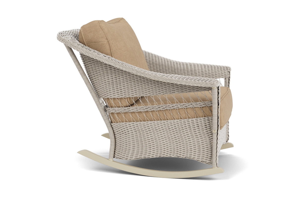 Lloyd Flanders Nantucket Lounge Rocker in Linen with Hayden Sand fabric, view 4
