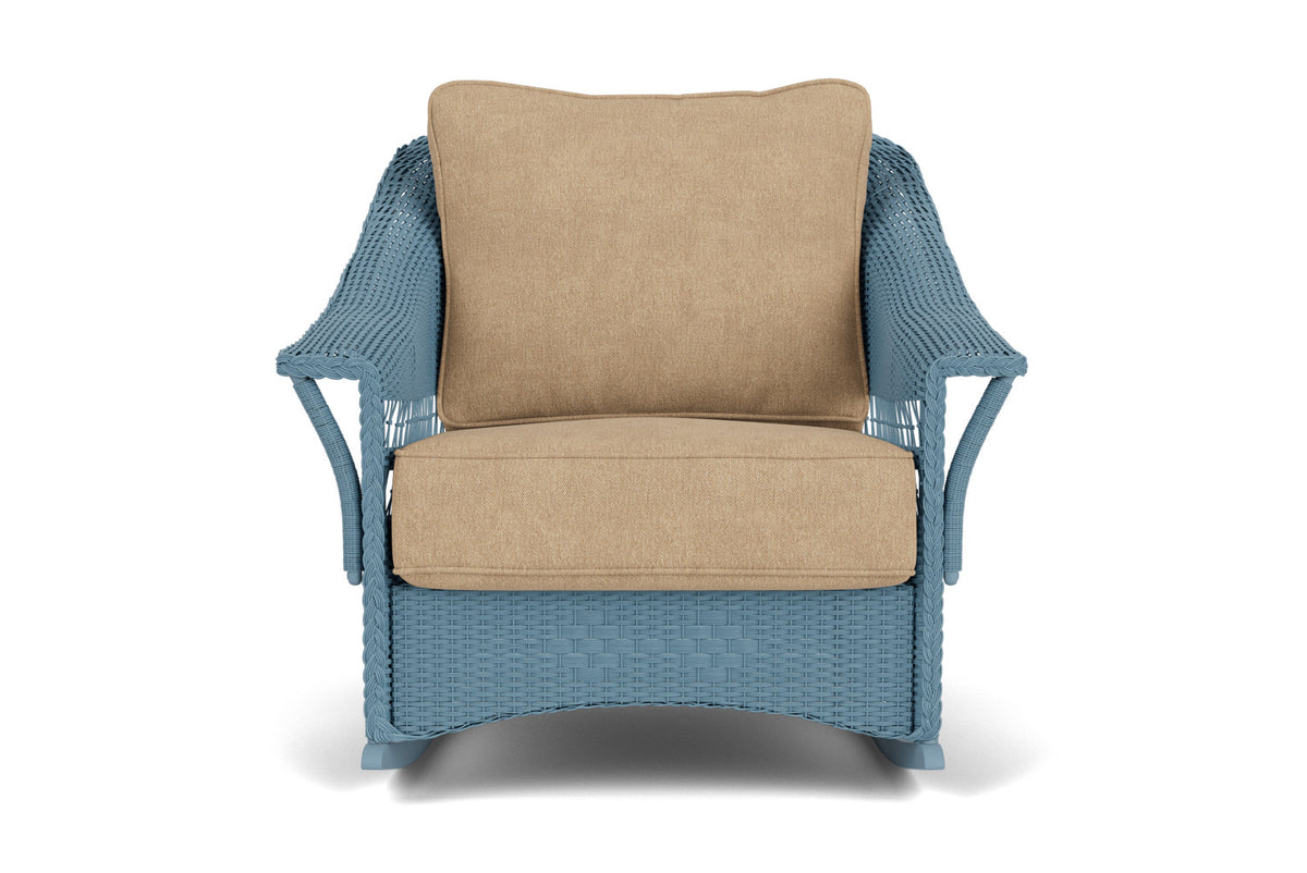 Lloyd Flanders Nantucket Lounge Rocker in Stillwater with Hayden Sand fabric